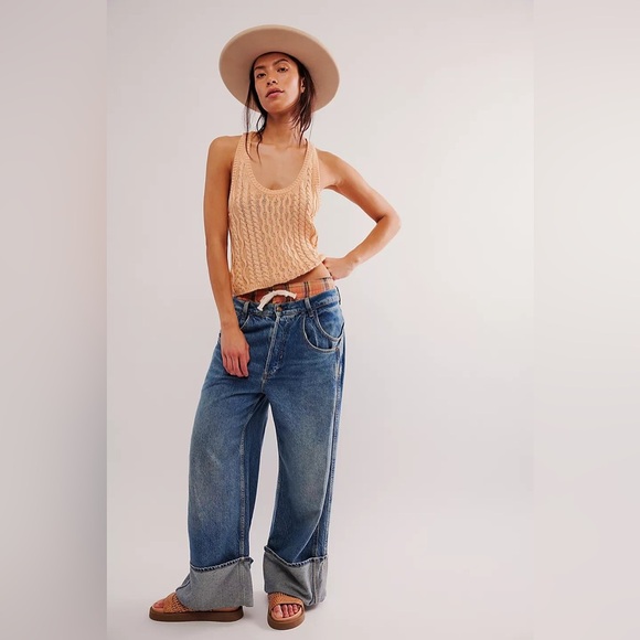 Free People High Tide Cable Tank in Tender Peach - Picture 4 of 4